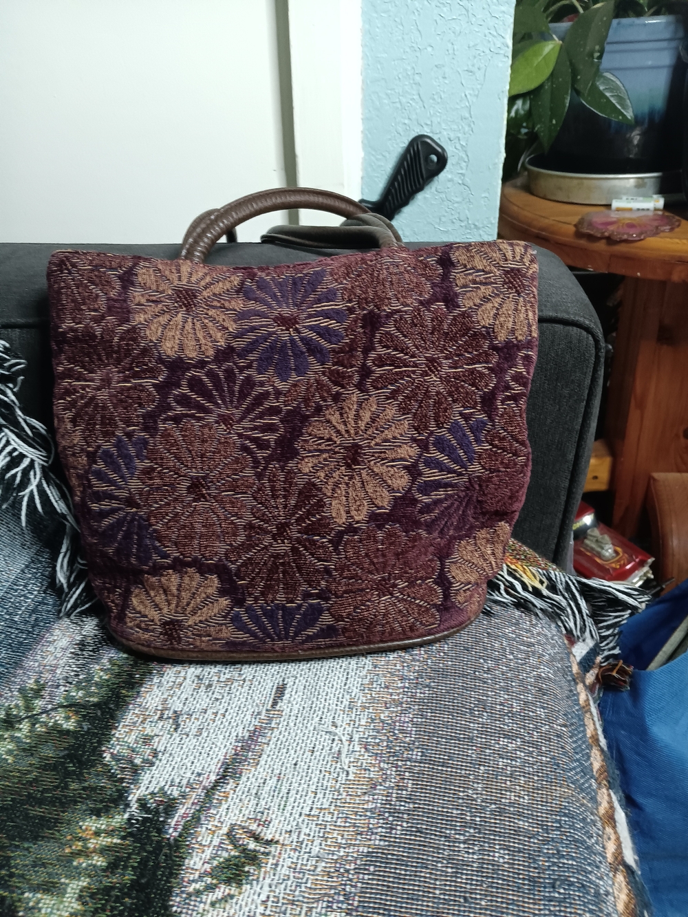 Bueno Floral Tapestry Hobo Bag in Burgundy, Gold and Purple